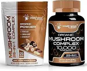 WELLNESS LABSRX Mushroom Polvere 2000mg - capsule di supplemento di funghi