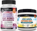 Polvere di peptidi di collagene idrolizzato BioSchwartz (40+ Serve) Plus Prebiotici e Probiotici con enzimi digestivi per le donne (1 Mese di Alimentazione)
