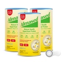 Polvere proteica almased per il corredo di perdita di peso per gli uomini e le donne, Agitazione naturale di sostituzione del meal per la perdita di peso, supplemento, 24 grammi di proteine per porzione (aroma di vaniglia di mandorle, 3 cans @ 17.6 oz ea + Scoop)