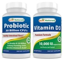 I migliori naturali Probiotic 10 Strains & 30 miliardi di CFU & Vitamina D3 10000 IU