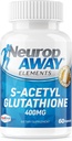 NeuropAWAY Elements S-Acetyl-Glutathione 400mg Acid Resistant Capsule 60ct (60 400mg Capsule Per Bottiglia) 3rd Party Testato Made in a cGMP Facility