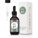 Vitamina D3 + K2 Gocce con 1000 UI di pianta D3 e 45 mcg di K2, 2 oz Supplemento liquido per la resistenza di ossa, Mood migliorato - Nessuna conservazione artificiale, non aromatizzato, con olio di cocco MCT