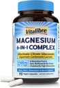 Magnesio Complesso Supplemento 6 in 1, 1160mg Magnesio Chelato per Max Absorption, Aiuta con un sonno migliore, Relax & Nerve Calm, 90 capsule vegane, Non OGM & Gluten Free