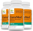 Terry naturalmente CuraMed 375mg - Antiossidante supplemento per il cervello e il sostegno della salute immunitaria - Supplemento dietetico con curcumina e olio essenziale curcuma - Supporto per fegato di erbe - 120 Softgels (Pack of 3)