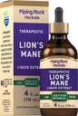 Piping Rock Lions Mane Tincture | 4 Fl Oz | Gocce liquide di Estratto di funghi | Alcohol Supplemento gratuito | Vegetariano, Non OGM, Gluten Free