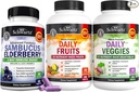 BioSchwartz Daily Fruits and Veggies Supplemento per le donne e gli uomini (2 mesi di fornitura) Plus Elderberry with Zinc and Vitamin C for Adults Immune Support (2 mesi di fornitura)
