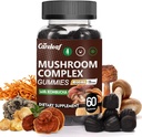 9 in 1 Mushroom Gummies con Lion's Mane for Focus Supplement and Energy Supplements to Support Immune System De-Stress Boost Mood & Energy 60 Count Kombucha Flavor