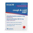 Tabelle HBP della tosse maggiore e fredda - Antistamina e Suppressore della tosse per le persone con alta pressione sanguigna - Dextromethorphan HBr, Chlorpheniramine Maleate - 16 conte (1 pacchetto)