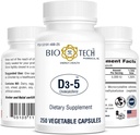 Vitamina farmaceutica Bio-Tech D3 (D3-5 5k IU, 250 Veg Count)