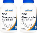 Nutricost Zinc Gluconate 240 Capsule Veggie (50mg) (2 Bottiglie) - Gluten Free e Non OGM