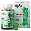 Gummie di clorofilla selvatica e organica 50mg - Detox Cleanse Supplements w/Sodium Copper Chlorophyllin - Deodorante interno w/Chlorophyll Powder - Vegan, Non-GMO - 60 Chews a base di erbe