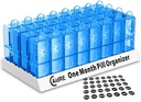 Organizzatore di pillole di 31 giorni AM/PM – Scatola mensile di pillole per i farmaci, vitamine e integratori – Un mese 2 volte al giorno caso di pillole, 4 settimane organizzatore di pillole giornaliere, blu