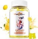Calcium Magnesio Gummies Adulti Bambini - Zucchero Gratuito Chewable Vegan Algae Calcium Integratori per Donne Men Support Plus Bone Strength con Zinc Potassium Vitamin D3 K2 Limone Flavor 60CT