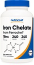 Nutricost Chelated Iron (da Ferrochel) 18mg, 240 Capsule - Gluten Free, Non OGM Iron Chelate Supplemento
