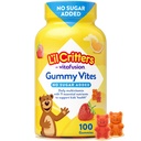 L’il Critters Gummy Vites No Sugar Aggiunto Daily Gummy Multivitamin per Ages 2+ Toddlers & Kids, Vitamina C, D3 per Immune, Strawberry and Orange Flavors, 100 Gummies