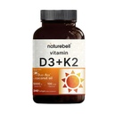 NatureBell Vitamina D3 5000 IU + K2 100 mcg, 240 Softgels | Formula giornaliera 2-in-1 con olio di cocco vergine | Bone, cuore e supporto immunitario | MK-7 Forma | Non OGM, Senza glutine