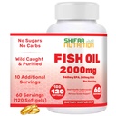 SHIFAA NUTRITION Halal Fish Oil 2000mg Softgels con 360mg EPA & 240mg DHA. 100 Wild Caught & Non-GMO Omega 3 Softgels for Heart & Brain Health. Burpless, Easy-to-Swallow Fish Oil Omega 3 Integratori