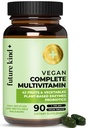 Futuro tipo Vegan Multivitaminici Completo - 42-in-1 Vegan Multivitaminici per Donne & Uomini con Enzimi, B12, Zinco, & Probiotici per Digestione (90 schede in bottiglia riciclata)
