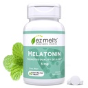EZ Melts Melatonina dissolvibile, 5 mg, senza zucchero, alimentazione di 2 mesi, fresco menta aromatizzata - 1 confezione