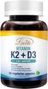 Lovita Vitamin K2 + D3, 400 IU Vegan Vitamin D3 & 120 mcg Vitamina K2 (MK-7), 2 in 1 Formula, Immune Vitamin Complex, 30 capsule vegetariane