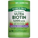 Verità della natura Biotin 5000mcg | 78 compresse dissolve veloci | Natural Berry Flavor | Vegan, Non OGM, Gluten Free