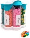 Extra Large Pill Organizer Daily, Weekly, Bottiglia di supplemento mensile, Dispenser di pillole di Blossom carino con 7 XL scomparti, Scatola di pillole facile apertura per vitamine, farmaci, Etichette incluse (Teal)
