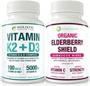 Vitamina K2 + D3 & Organic Elderberry con il ribes nero e l'echinacea | Bone Strength & Calcium Absorption | Supporto immunitario