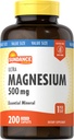 Sundance Magnesium Supplement | 500mg | 200 Count | Vegetariano, Non OGM e Gluten Free | Magnesio Ossido