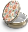 Pill Case Pill Box con Specchio Retro 3 Compartment Piccolo organizzatore di pillole per borsa o tasca Bronzo Piccolo Roud Pill Box o Vitamine, Fish Oil, Supplementi, Pillola Containe Regali di viaggio( Retro Floral)