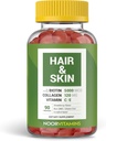 Vitamine di Noor Capelli Halal Vitamine Biotina, Collagene, Silica, Vitamina C & E Supporta Capelli, Pelle & Salute Unghie; Vitamine Natural Strawberry Gummy. OGM, Gluten Free & a Certified Halal Vitamin (90 Count)