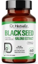 Dr. HERBALIST Black Seed Extract 350mg – 60 Vegan Capsules | 10:1 Extract = 3.500mg Raw Black Seed Powder | Premium Nigella Sativa Supplemento | High Thymoquinone | Natural Wellness Support