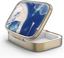 Pillola Case Pill Box con Specchio Retro 2 scomparti Piccolo Pillola Case per Purse o Pocket Bronze Box Pillola rettangolare o Vitamine, Olio di Pesce, Supplementi, Pillola Containe Regali di viaggio (Pintura di Marmo)