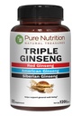 Pure Nutrition Triple Ginseng 650mg | 120 Caps | Complesso per uomini e donne | Combinazione altamente efficace di Ginseng rosso, americano e siberian. Non OGM