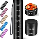 Organizzatore di pillole di viaggio in alluminio, Caso di vendita calda in metallo,Pill Holder, Moisture Proof impermeabile Daily Pill Box 7 giorno, Grande contenitore di pillole per tenere le vitamine,Medication,Supplements【Blacks