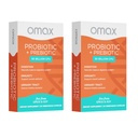 Omax3 Prebiotici & Probiotic 50 miliardi di CFU + Chicory Inulina, 10 Strain, Ridurre Bloating, Digestione, SIBO, Gut Leaky, pH vaginale, Acidophilus, Vegan, Dairy Free, Gluten Free, Blister Confezionati (2 Confezione)