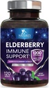 Supporto immunitario di sambuco 1200mg - Supporto immunitario giornaliero per gli adulti con estratto di sambuco concentrato di sambuco nero - Supplemento di vitamina antiossidante, senza glutine, in bottiglia negli Stati Uniti - 120 capsule