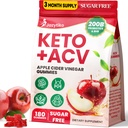 Aceto di sidro di mele Gummies, Advanced ACV Gummy with Probiotics, BHB, B12 e Keto Support - Keto Acv Gummies for Detox, Metabolismo, Digestione, Gut & Immune Health - Sugar Free, Vegan, 180 Counts