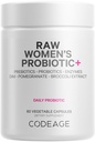 Codeage Raw Women’s Probiotic+ Supplemento - 34 Strains Probiotici, 100 miliardi di CFU, enzimi digestivi, miscela prebiotica, DIM, estratti di erbe, Phytonutrients - Non-GMO - 30 capsule