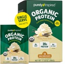 Polvere di proteina organica puramente ispirata, 14 confezioni singole di servizio, vaniglia cremosa - 20g di polvere proteica basata sulle piante per Smoothies & Shakes - Dairy-Free, Non-OGM - per uomini e donne