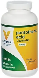 L'acido pantotenico della vitamina Shoppe 500MG, con vitamina B5, supporta la produzione di energia & capelli, pelle, unghie, una volta al giorno (300 capsule)