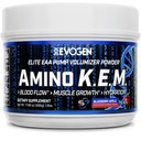 Evogen Amino K.E.M. - Volumizer della pompa della polvere di EAA & BCAA | BCAAs Aminoacidi Supplemento per flusso sanguigno, crescita del muscolo, & Hydration | Mela di mirtillo | 30 Serve