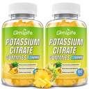 Gummies Citrato di potassio, Gummies supplemento alto di potassio 1200mg supporto Gambe &amp; salute del muscolo, per adulti & bambini, Vegan, Sapore di ananas 120 Conte