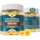 Berberina 500mg Supplemento, Una volta Quotidiano, Gummie Liposomiche con Ceylon Cinnamon, Melone Bitter, Foglia Banaba per Metabolismo Equilibrato, Attivatore AMPK, Alta Assorbimento, Zucchero Libero, Vegan, 60 Ct