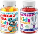 DR. MORITZ Cardio & Immune Boost Duo - Bambini Omega 3 Gummies (90 Conte) con Gummie di sambuco per bambini (60 Conte)