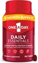 One A Day Daily Essentials, Multivitamina per le donne e gli uomini, Supporta la funzione sana del cervello e del muscolo e la salute immunitaria, Multivitamina adulti con vitamina D, E e vitamina B12, 150 Conte