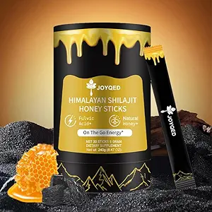 Pure Himalayan Shilajit Sticks con miele naturale e zafferano, facile da consumare, bastoncini shhilajit per il supporto energetico, vitalità, immunitario, 85+ minerali di trace, acido Fulvic per gli uomini e le donne- 30 Sticks (1)