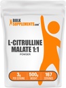 BulkSupplements.com L-Citrulline Malate 1:1 Polvere - Citrulline Powder, Amino Acid Supplement - Unflavored & Gluten Free - 3g per Servings, 500g (1.1 lbs) (Pack of 1)