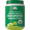 Polvere Superfood di Greens Organic Greens non zuccherata. Polvere di Super Greens con 25+ ingredienti biologici per la massima energia e prestazioni atletiche. Vegan Keto Green Juice Bevanda giornaliera