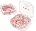 1 Pack Piccolo organizzatore di pillole rosa, 4 scomparti, compatto elegante carino viaggio campeggio Pill Box medicina quotidiana caso, portatile e resistente all'umidità per memorizzare vitamine, farmaci e integratori