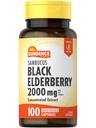 Sundance Sambucus Black Elderberry Capsule | 2000mg | 100 Count | Non OGM e Gluten Free Supplement